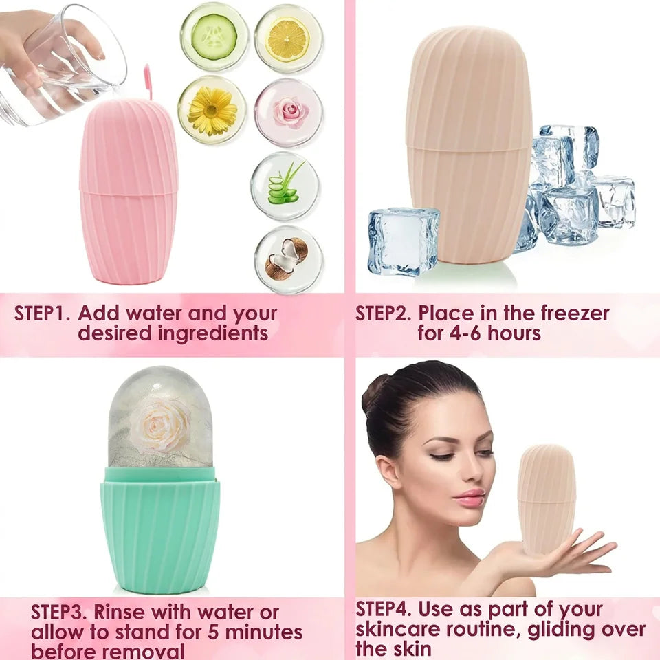 Facial Ice Roller Silicone Ice Cube Tray Reusable Ice Ball Massager Face Lifting Contouring Reduce Acne Skin Care Beauty Tool